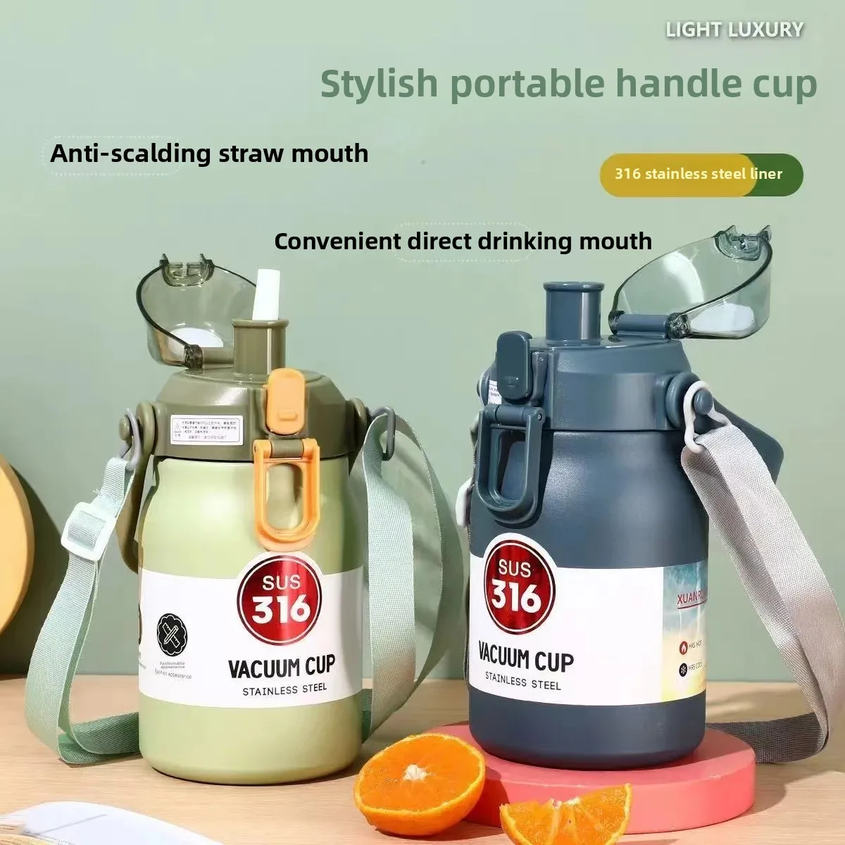 휴대용 대용량 316 스테인레스 스틸 절연 스포츠 여행 주전자 가정용 야외 활동을위한 휴대용 보온병
