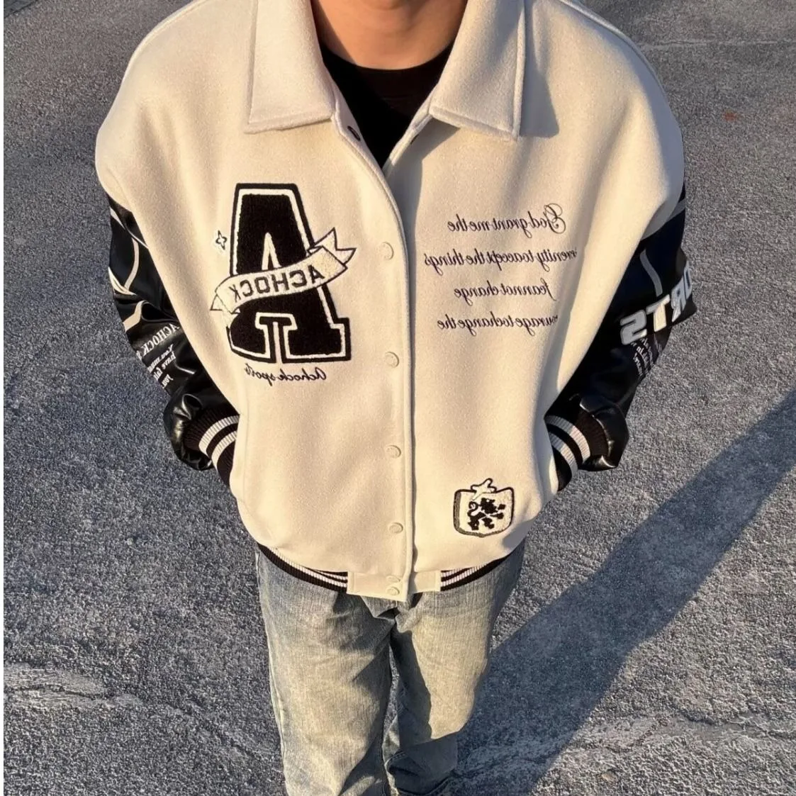 

Бейсбольная куртка большого размера, весна-осень, новая лоскутная верхняя одежда с буквенным принтом, мужское и женское модное пальто