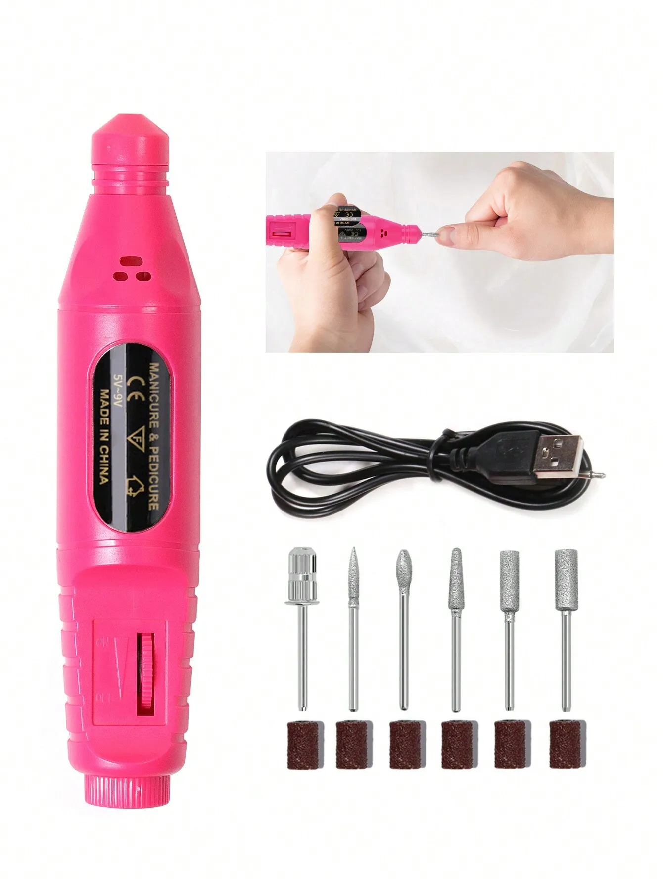 Nail Grinder, Electric Nail File Nail Drill Machine Kit Professional Nail Art Polish Machine Set, Usb Nail Polishing Equipment Nails Appliance Manicure Tool For Acrylic Nail Salon
