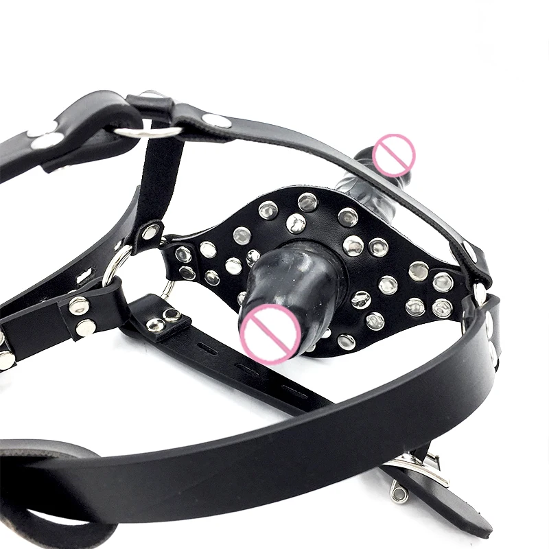 BDSM Harness Double Head Penis Mouth Plug Ball Gags Bit Mouth Slave Fetish Bondage Sex Toys Adult Toys For Men and Women