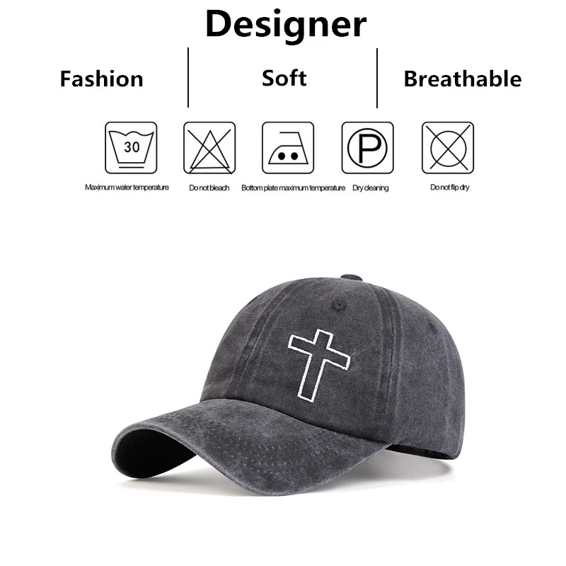 Czapki z daszkiem unisex z bocznym haftem krzyżykowym Wiosna i jesień Regulowane czapki na co dzień Kapelusz z filtrem przeciwsłonecznym