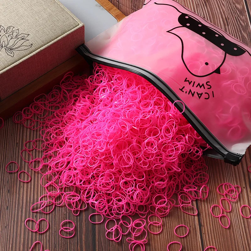 1000/2000 stücke Mädchen bunte Einweg Gummi elastische Haarband Krawatten Kinder Pferdes chwanz Halter Bänder Kinder Haarschmuck Ligen