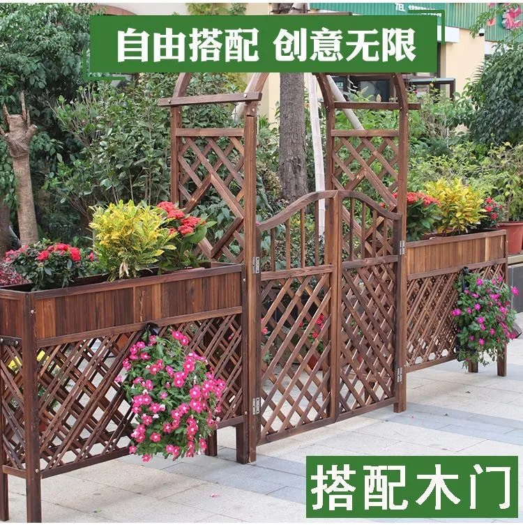 Carbonized retro preservative wooden door wooden fence gardening fence fence garden yard wooden door - Detail 1