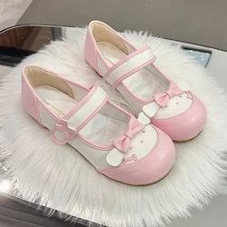 Women's Shoes Kawaii Flats Mary Jane Shoes Lolita Cute Sweet High Heel Pink Shoe Japanese Velcro Shoe Pumps