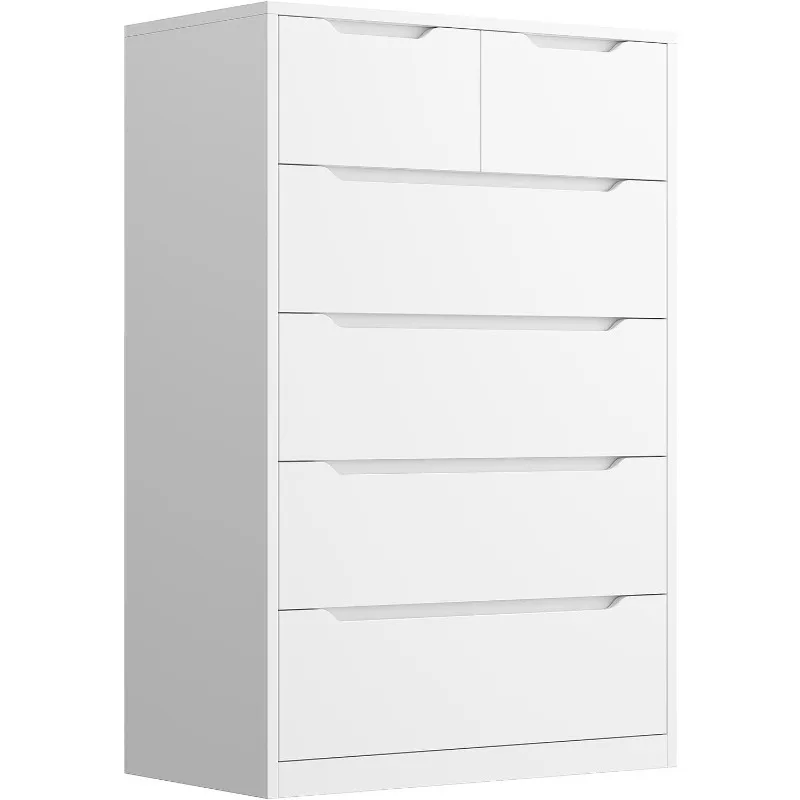 EnHomee Dresser, Dresser for Bedroom, White Dresser with 6 Wood Large Drawers, Dressers & Chests of Drawers with