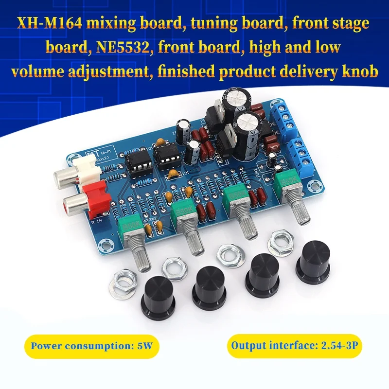 XH-M164 NE5532 Stereo Pre-amp Preamplifier Tone Board Audio 4 Channels Amplifier Module 4CH Control Circuit Telephone Preamp