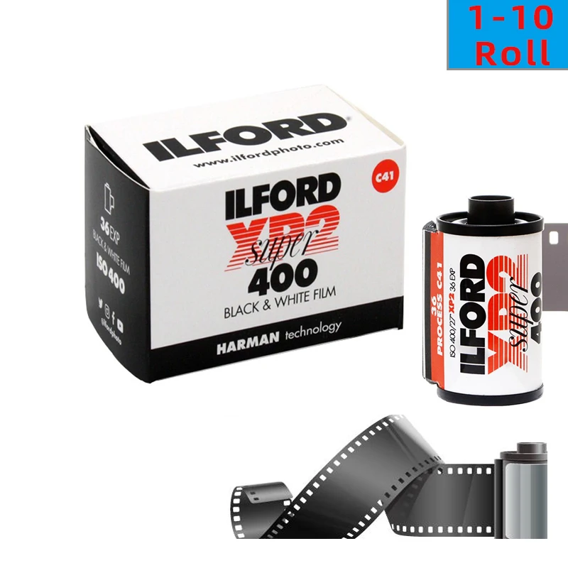 ilford filme fotografico para desenvolvimento filme preto e branco midia imprimivel original do reino unido xp2 super 400 135 c41 rolo rolos rolos rolos 10 rolos 01