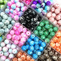 New Wholesale 4/6/8/10mm Glass Beads Round Loose Spacer Beads Pattern For Jewelry Making DIY Bracelet Necklace