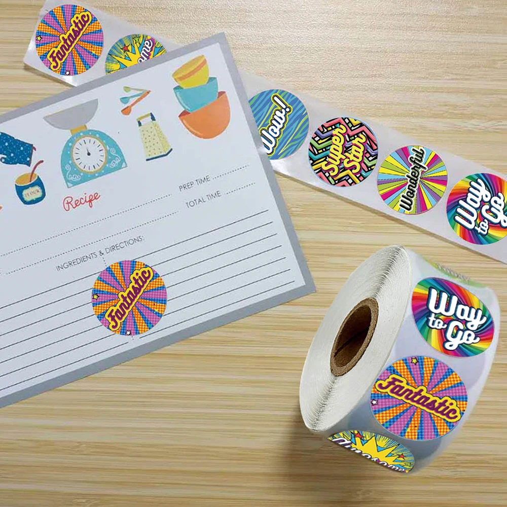 100 Chiếc 500 Cái/Cuộn Dễ Thương Động Viên Dán Thêu Sò Cho Máy Tính Xách Tay Giáo Viên Sinh Viên Phần Thưởng Miếng Dán Văn Phòng Phẩm Miếng Dán Trẻ Em