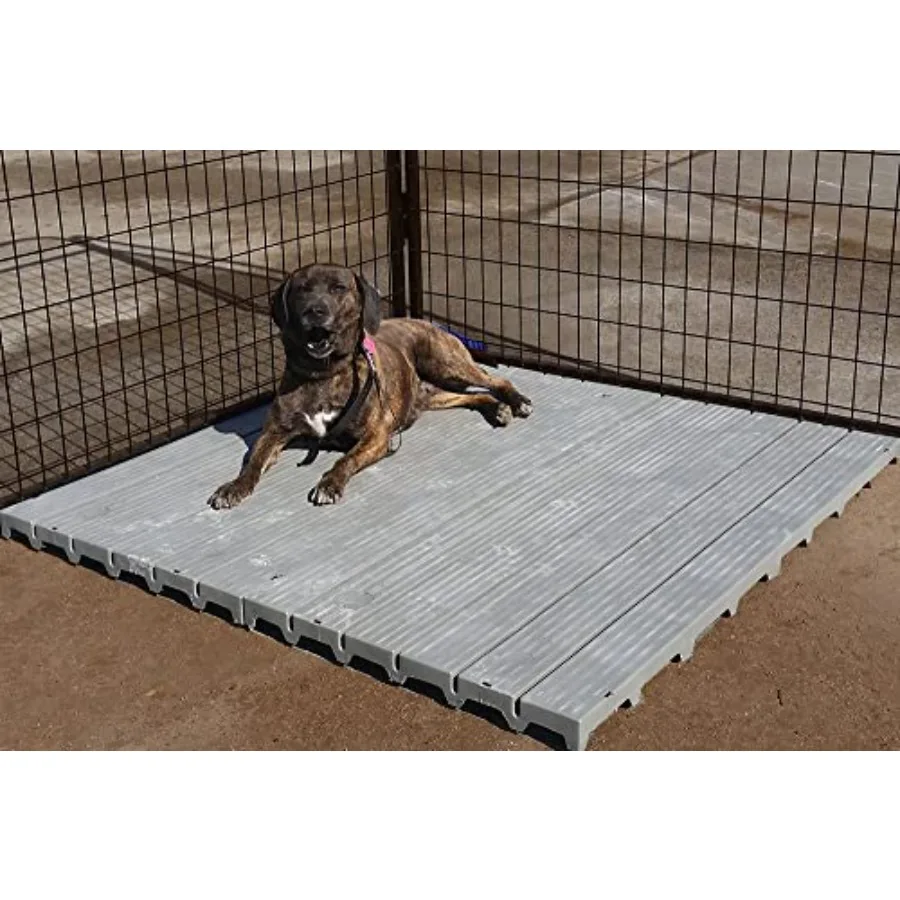 

Single Large 2' X 4' Raised Dog Kennel Run Flooring Panel Gray
