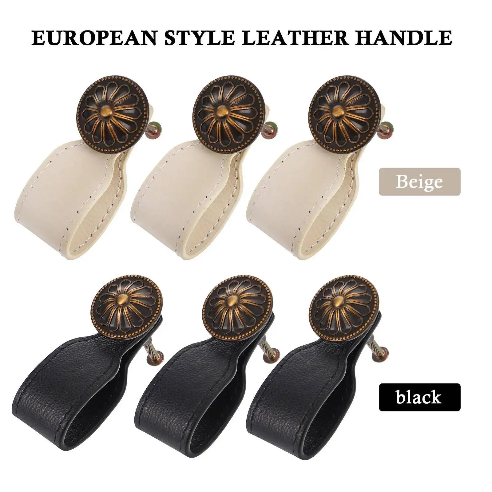 6Pcs Vintage Style Durable Pull Handles For Drawer Dresser Wardrobe Door Pulls Cabinet Knobs