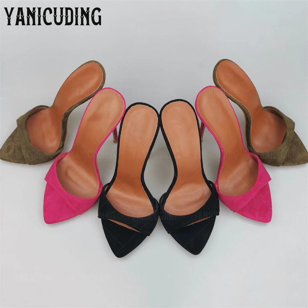 متعدد الألوان الجلد المدبوغ البغال أشار تو سوبر عالية الكعب خنجر النعال مثير موضة أحذية الصيف الانزلاق على الصنادل ألوان مخصصة جديد #5