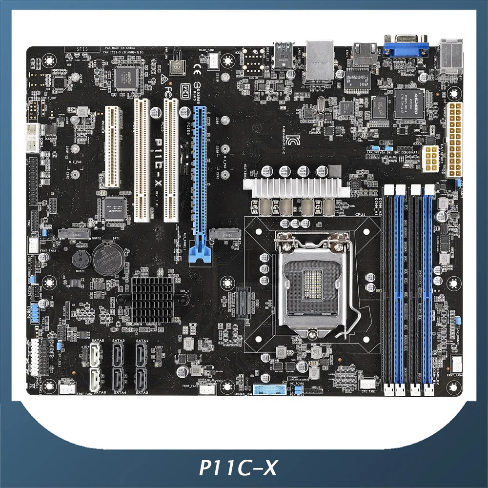 Placa-mãe de servidor P11C-X para ASUS C242 LGA 1151 DDR4 32GB VGA Suporte E-2100 de alta qualidade