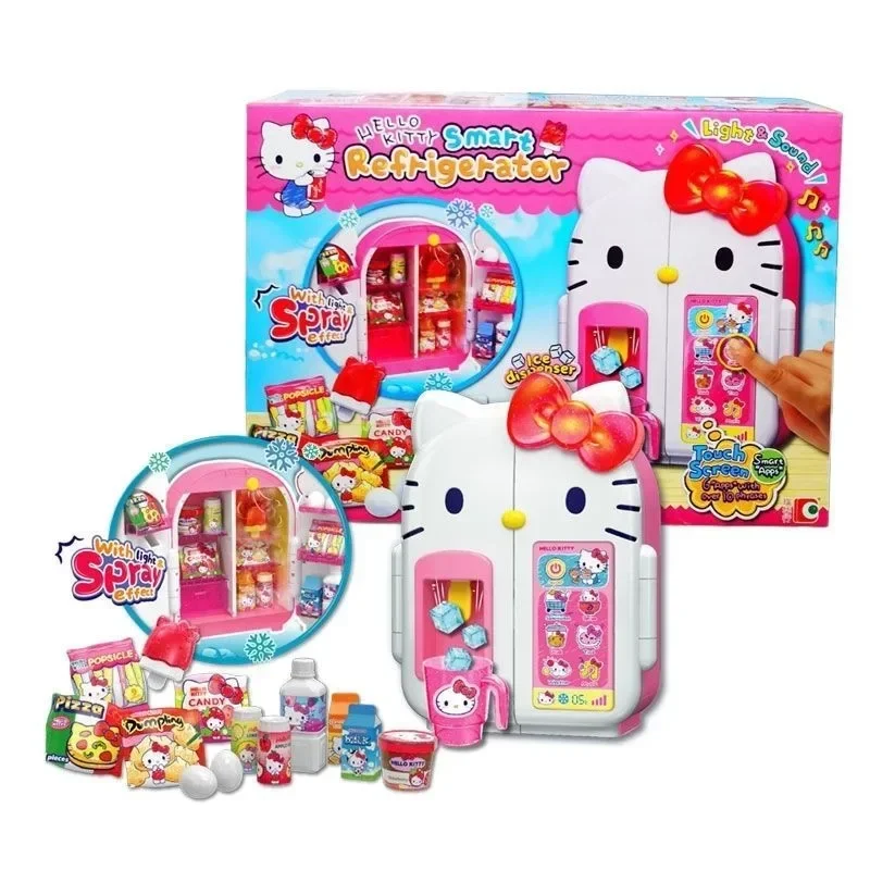 Hello Kitty new cute cartoon kawaii girl simulation kitchen small refrigerator children's play house set toy birthday gift