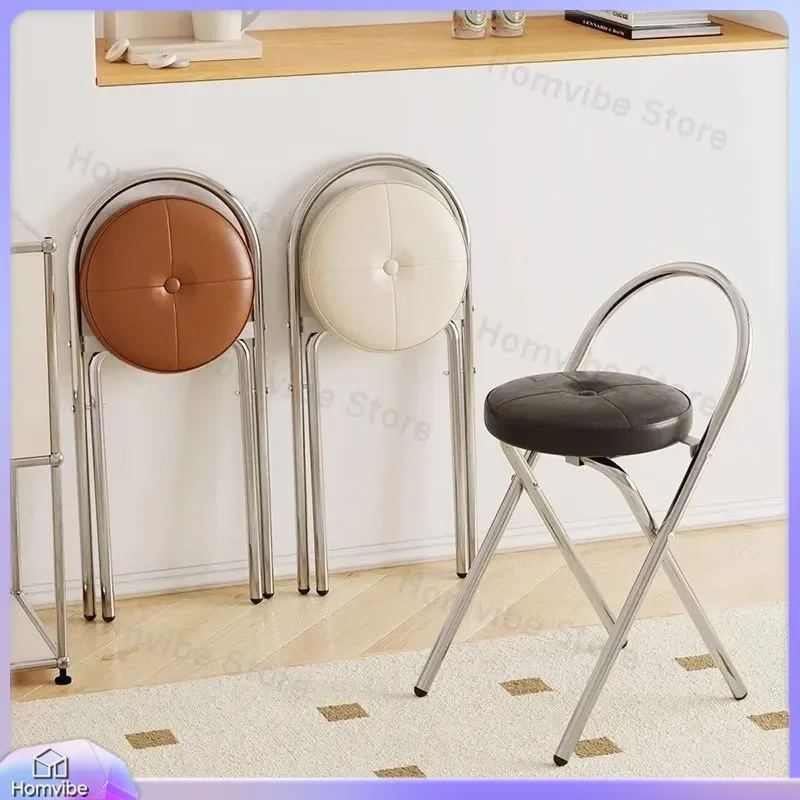 Retro Foldable Bar Stool with Backrest Antique High Chair Modern Kitchen Counter Seat Adjustable Swivel Dining Furniture