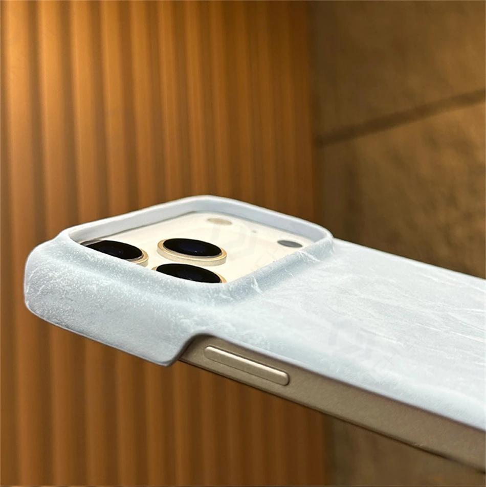 حافظة جلدية مغناطيسية من قماش الدنيم Pu لهاتف آيفون 17 Air 16 Plus 15 14 13 Pro Max 17p غطاء رفيع نصف إطار لاسلكي لـ Magsafe