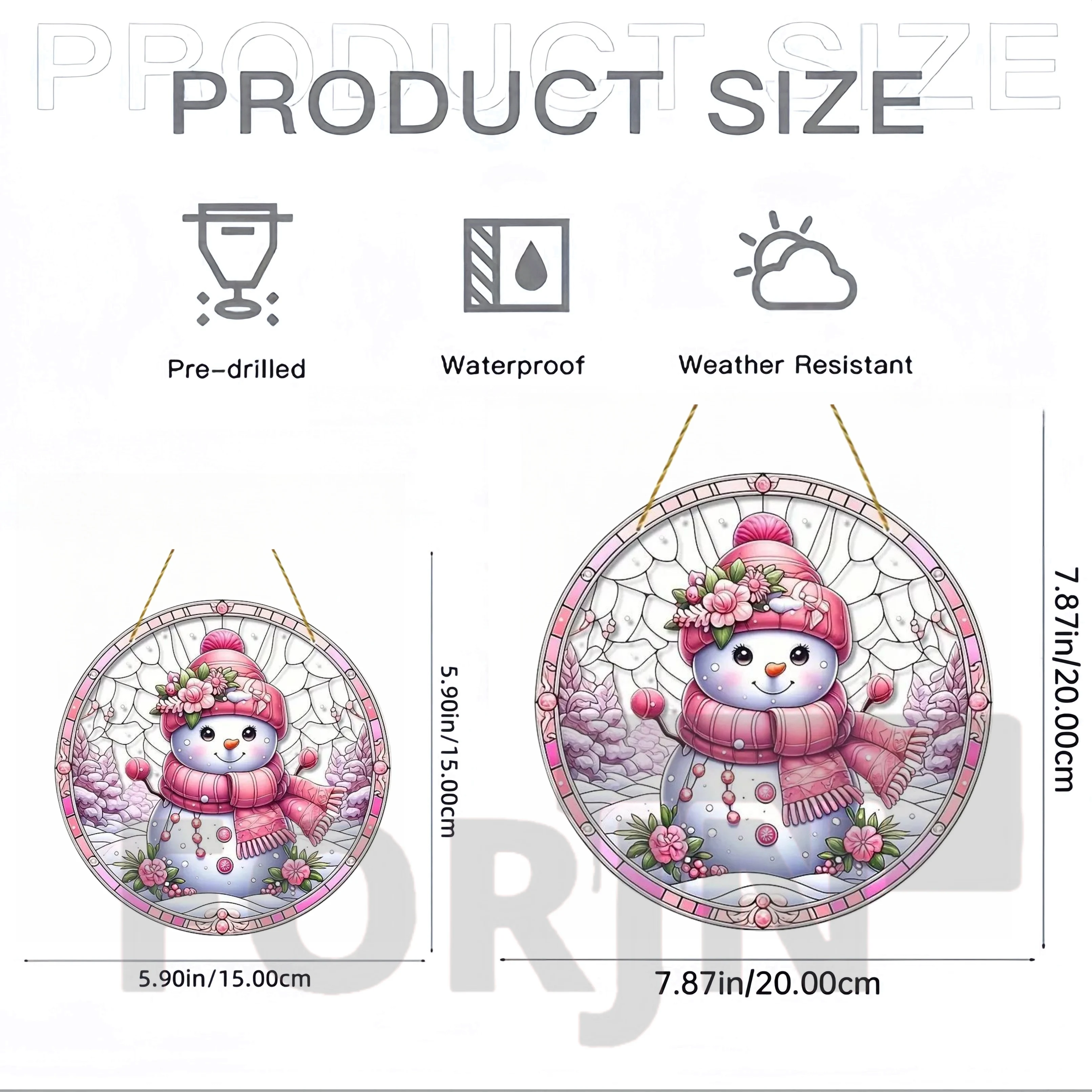 Snowman Acrylic Suncatcher-Round Translucent Hanging,Colorful Wreath Design Decor for Christmas Tree Perfect Gift for Friends