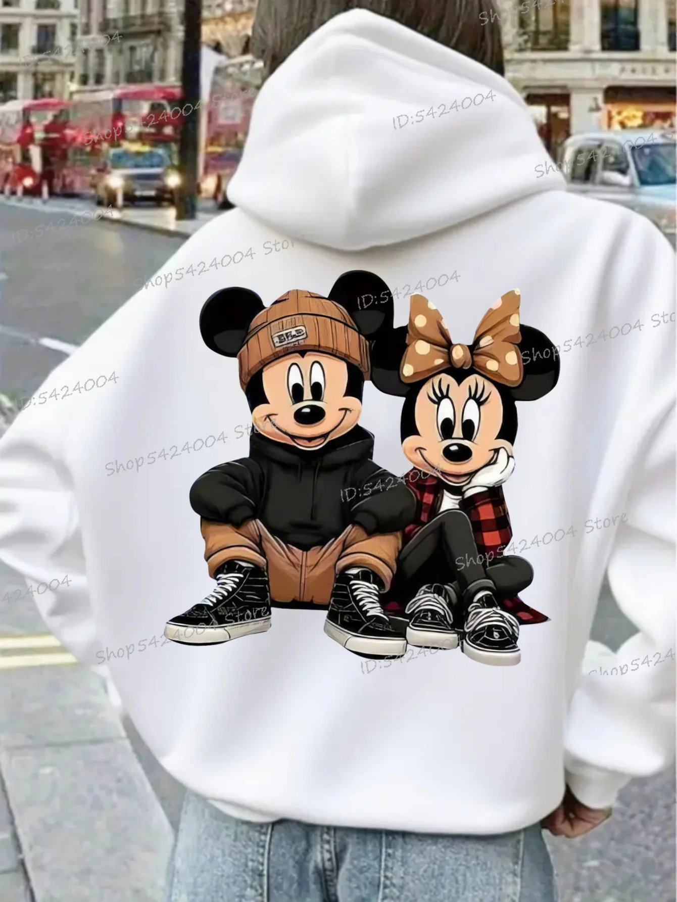 ميكي ميني ماوس زوجين مطابقة هوديي الكرتون ميكي ماوس الرسم الشارع الشهير الشتاء مقنعين للنساء الرجال هدية الكريسماس #1