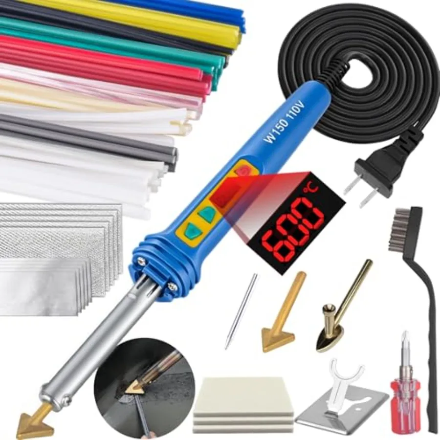 

Upgraded 150W LED Digital, 106PCS Welding Rods Repair Kit, 4 Tips 3 IN 1 Soldering Iron Kit, Plastic Welding Kit for DIY Bumper