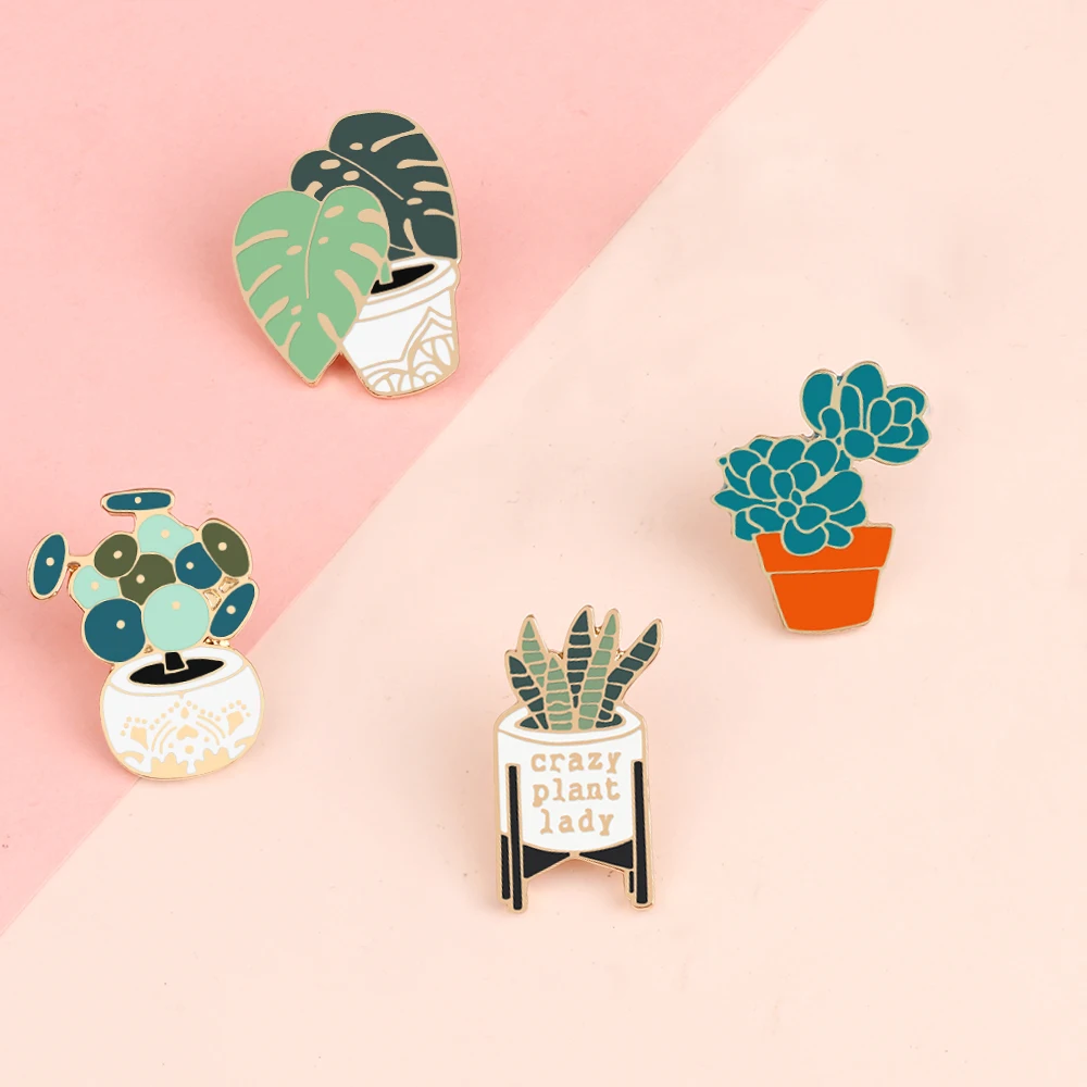 Green Plant Brooches Fresh Clean Environment Friendly Enamel Pins Denim Jackets Lapel Jewelry For Woman Men Fashion Accessories