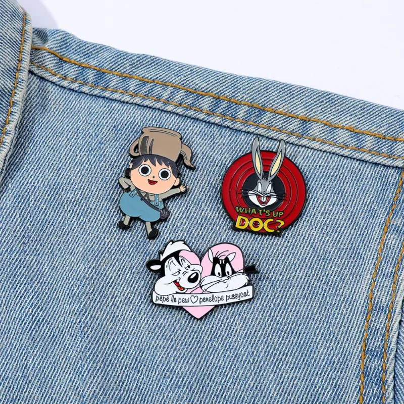 

3pcs/set Bugs Bunny Anime Peripheral Metal Badge Kawaii Cartoon Creative Brooch Backpack Accessories Birthday Gift