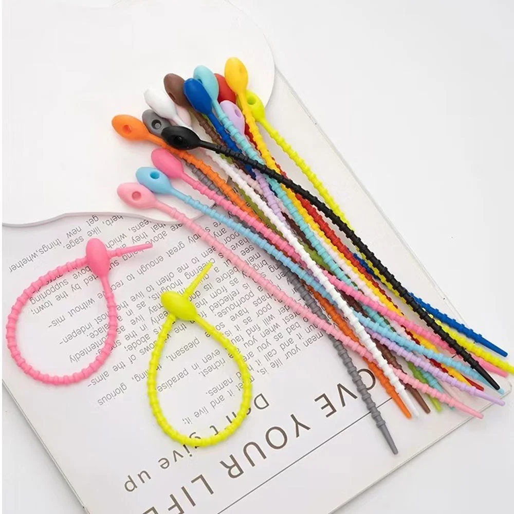 vvocci 10Pcs/Lot Multi Color Silicone Reusable Bag Universal Accessories Ties Twist Wire Fasten Cable Zip Tie Headset Data Line