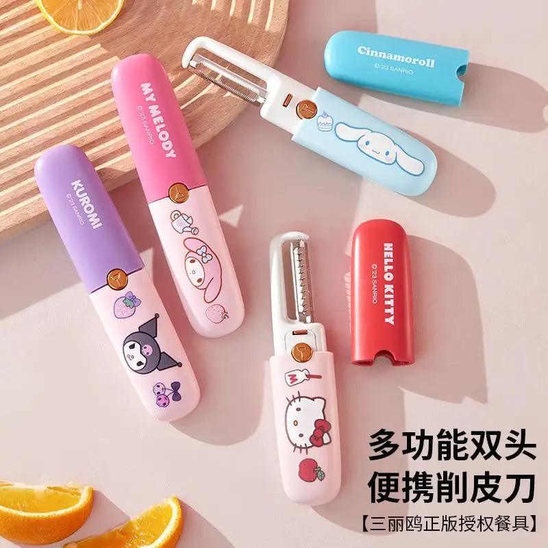 

New Sanrio Hello Kitty Kuromi multifunctional kitchen peeler cute stainless steel vegetable and fruit home shredder carrot gift