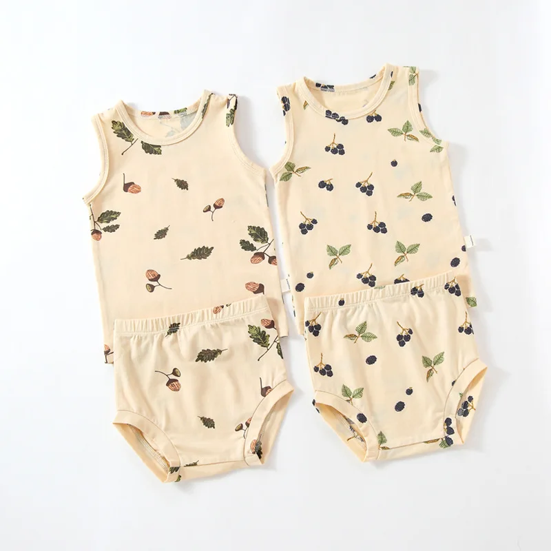 6-36M Newborn Kid Baby Boys Girls Clothes set Summer Print Tank Top Shorts set Cute Sweet 2pcs Clohting Outfits set