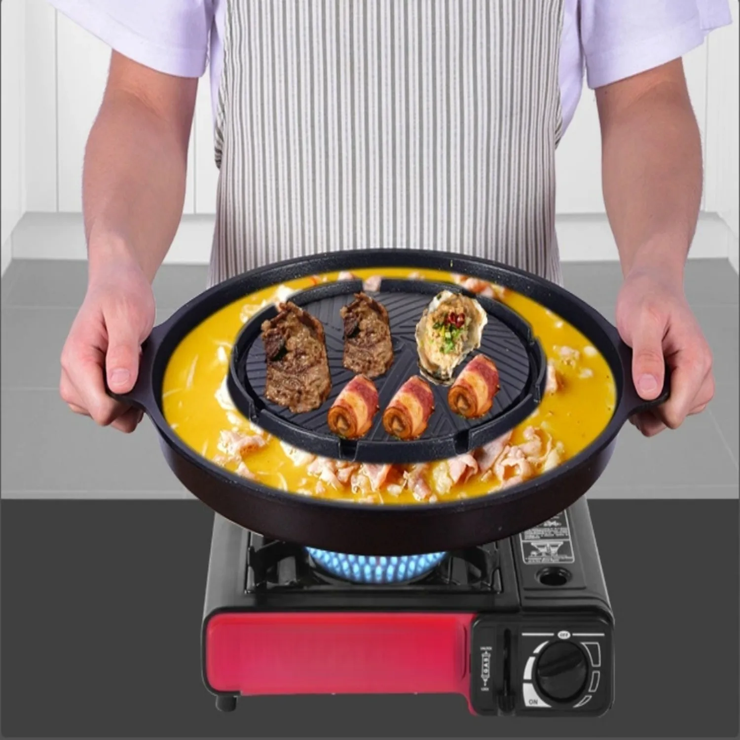 أدوات خبز Maifan حجر غير لاصق أدوات خبز منزلية خارجية تجارية محمولة كارتيزر طبق شواء وعاء شواء