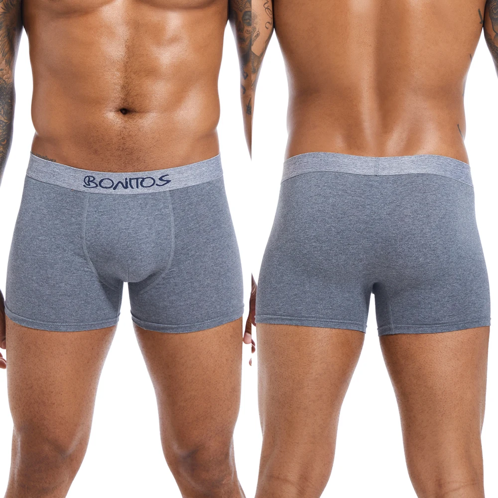 5pcs Men's Panties Cotton Boxer Briefs Letter Elastic Band Men Underpants Classic Solid Color Boxers Underwear For Man BONITOS