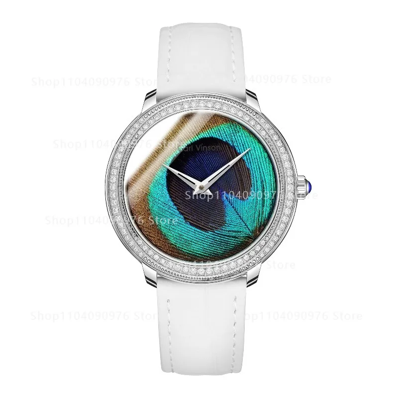 

Fashion Women's Watch Women's Niche Premium Sense Waterproof Decorative Women's Watch Feather Dial Leather Quartz Watch