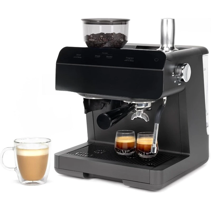 

Semi Automatic Espresso Machine + Steam Frother | Italian-Made 15 Bar Pump for Balanced Extraction | 15 Adjustable Grind Size
