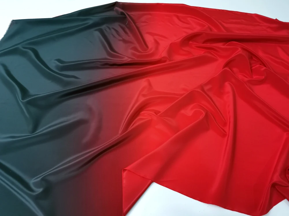 1 Meter X 1,5 Meter Glänzendes Tanzbühnenmaterial Rot-Schwarz Ombré Stoff Koshibo Nicht-Transparent – Detail 5