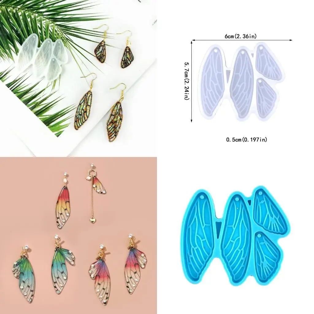 

A52E Earrings Mold Dangle Pendant Decorations Angel Wing Mirror Silicone Mold