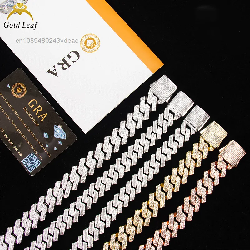 

Goldleaf Jewelry Hip Hop Jewelry Moissanite Cuban Necklace S925 Sterling Silver Cuban Moissanite Chain for Moissanite Chain Men