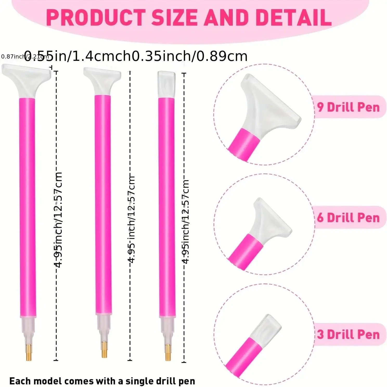 36Pcs (3 Different Types of Drill Bits, Each with 12 Pieces) Diamond Painting Pen 5D Diamond Embroidery Art Pen, with 3 Different Drill Bit Sizes, Efficient Diamond Art Pen Tool, Suitable for DIY Diamond Rhinestone Pai