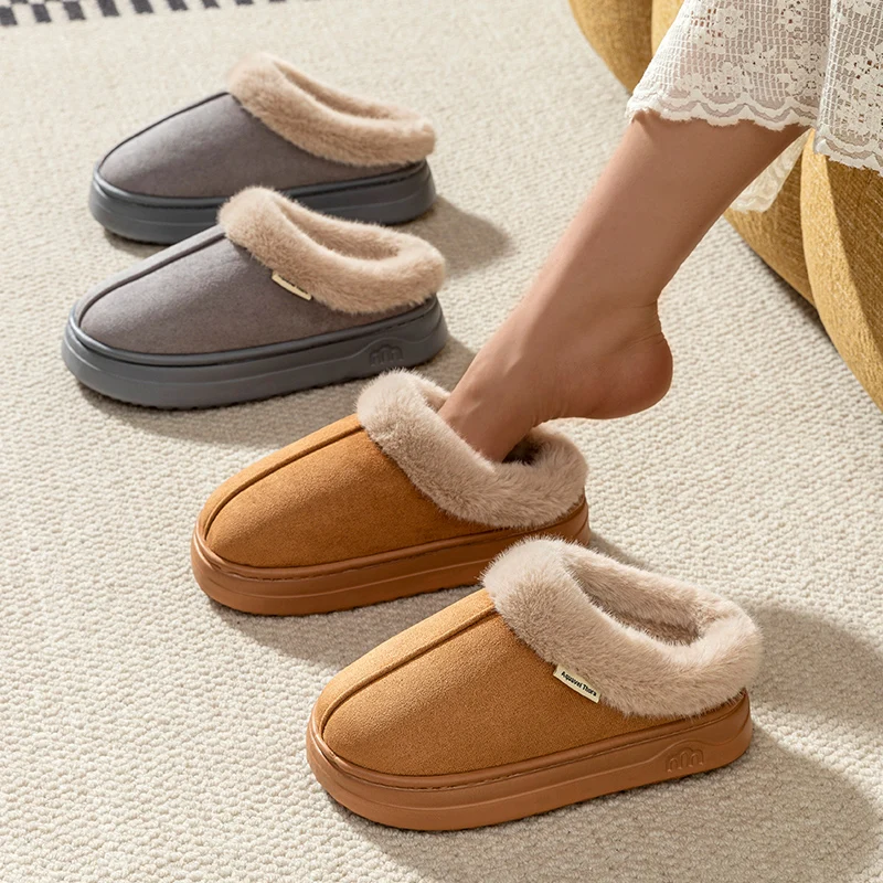 

Простые уличные женские тапочки на мягкой толстой подошве, домашние теплые модные зимние повседневные нескользящие удобные туфли для пар для спальни