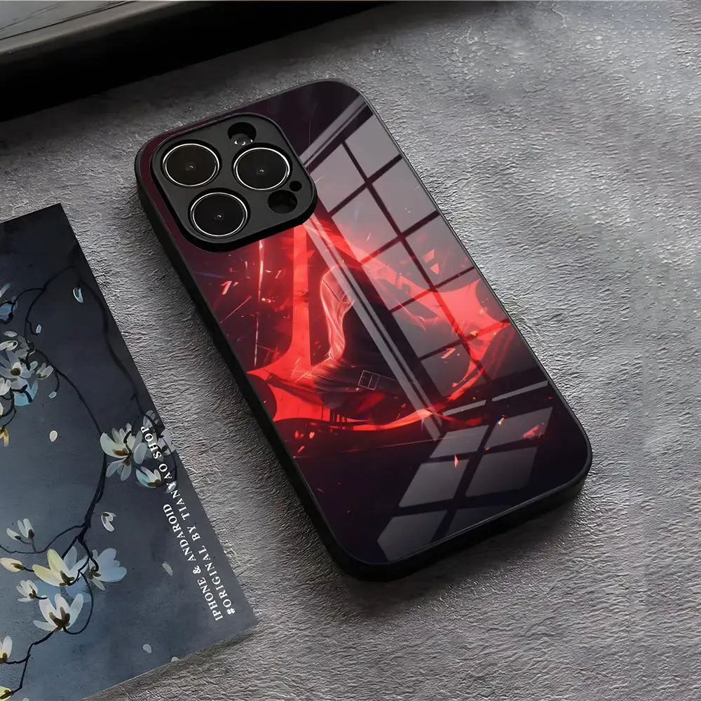 حافظة هاتف Assassin S Creed لهاتف آيفون 17 Air 16 E Pro Max 15 14 13 Mini 12 Pro 11 Max Plus غطاء زجاجي أسود #5