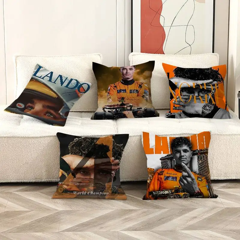 L-Lando Norris Cushion Cover Polyester Sofa Cushions Decorative Throw Pillows Home Decoration Pillowcover