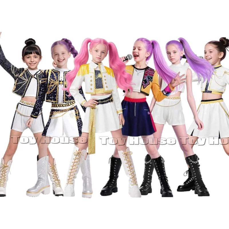 Disfraz de Kpop Demon Hunter para niños y niñas, conjunto de disfraz de Rumi Zoey Mira, ropa para el escenario, regalo de fiesta de Halloween