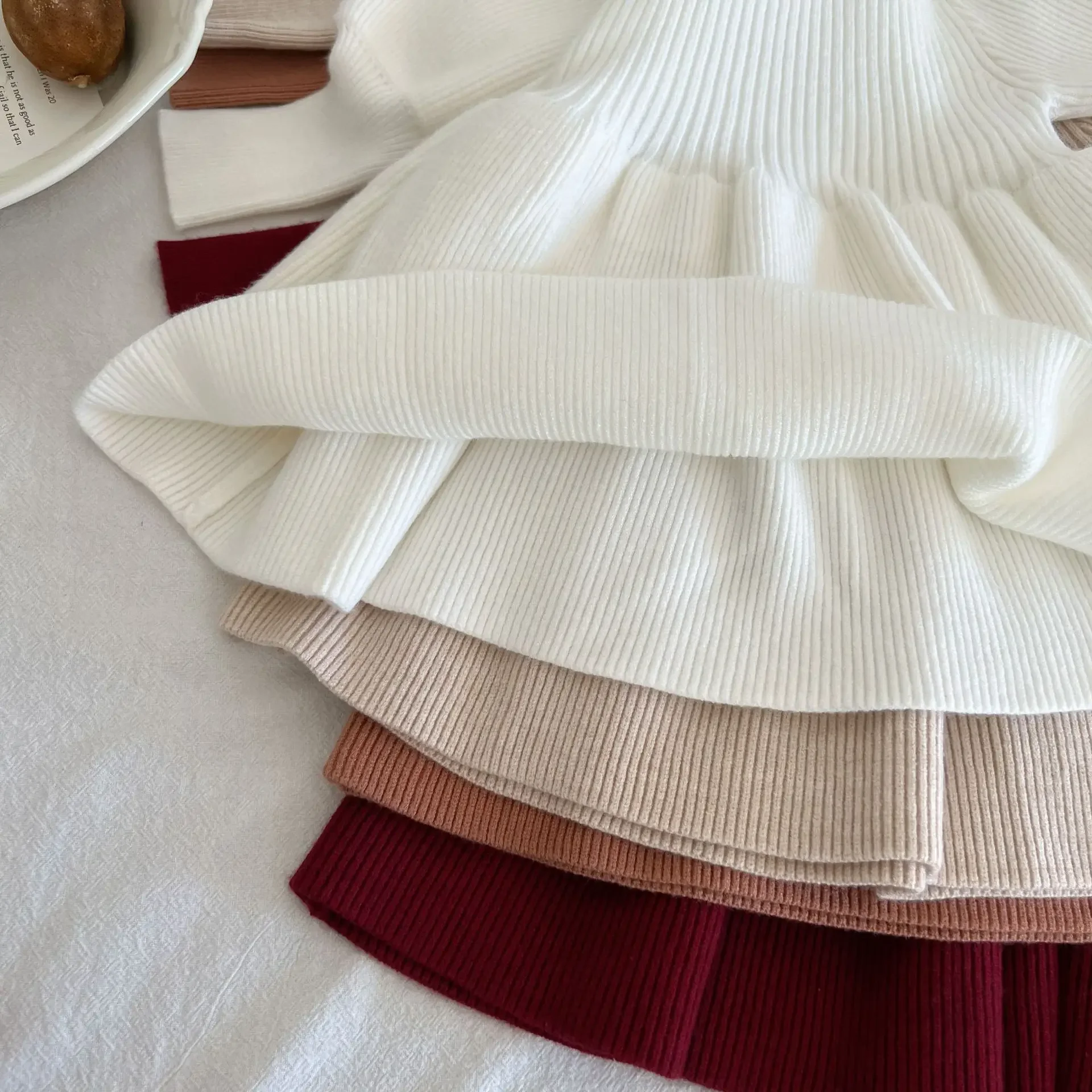 1-4T Toddler Kid Baby Girl Winter Clothes Long Sleeve Knit Sweater Dress Elegant Thick Warm Infant Dresses Knitwear Outfit