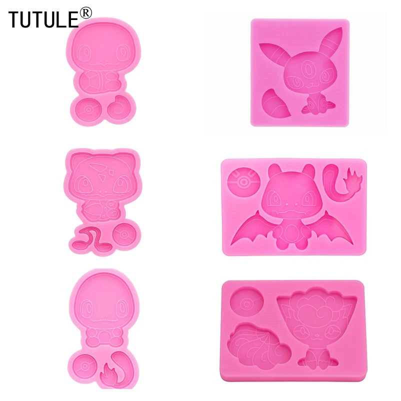 6pcs Shiny Anime Cartoon Baby Mould Resin Craft Keychain Silicone Molds DIY Necklace Jewelry Epoxy Craft Mould Cake Baking Mold