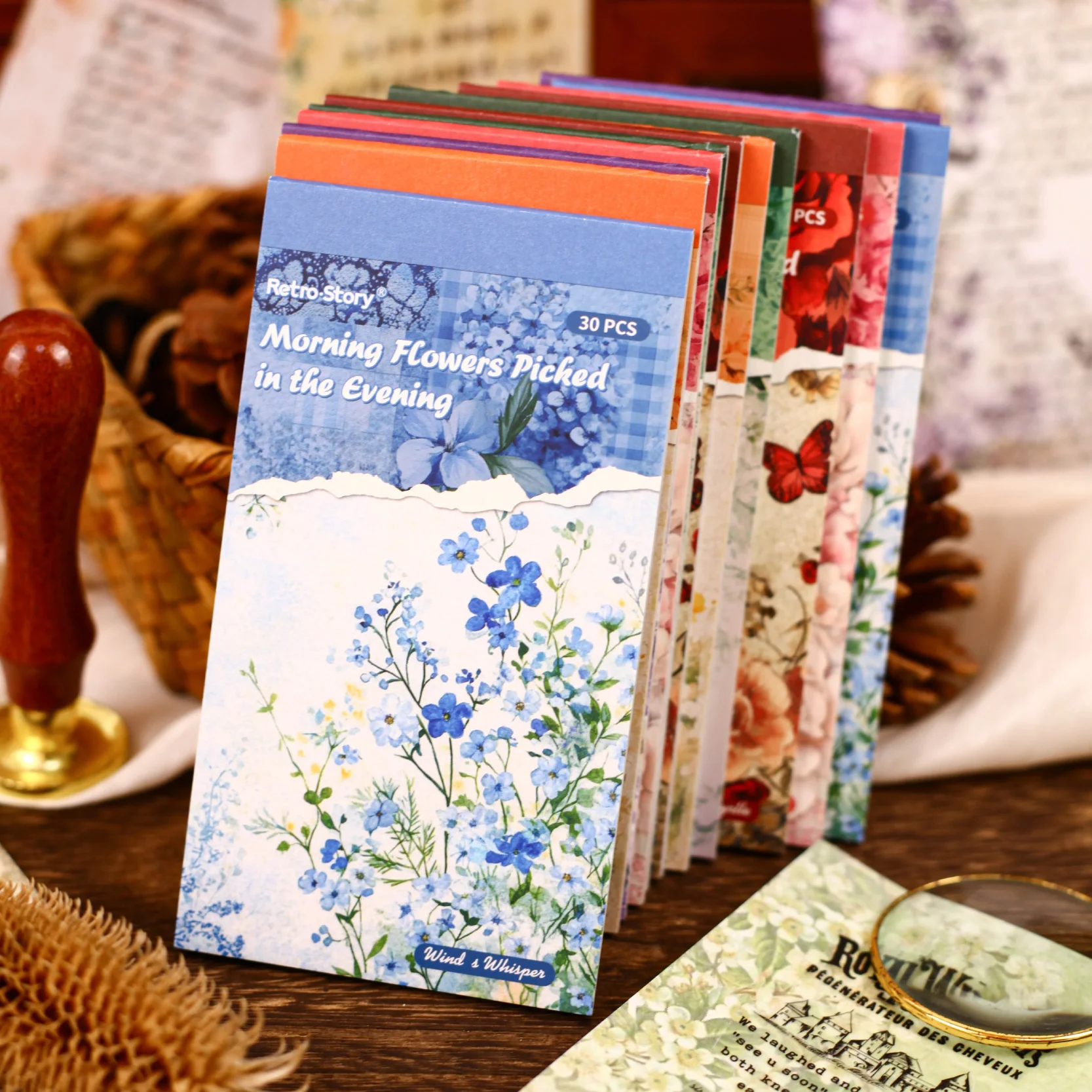 JIANQI 30-teiliges Vintage-Materialpapier, Scrapbooking-Zubehör, Diy-Blumenpflanze, Kunstpapier, dekoratives Tagebuch, Tagebuch, Hintergrundpapier