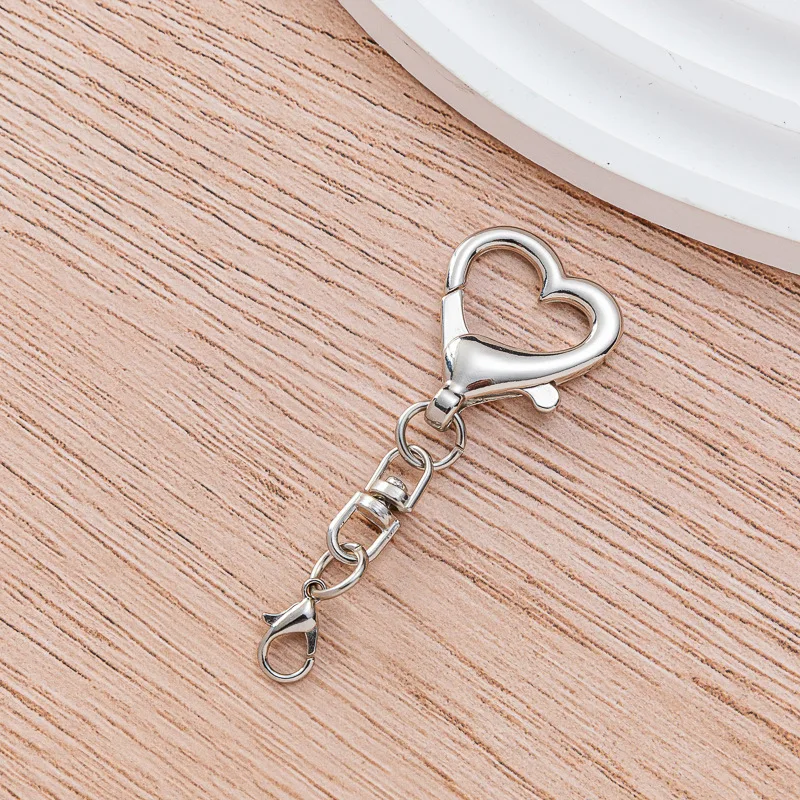 10Pcs Unique Alloy Heart Keyring Pendant Heart Shaped Clasp For DIY Projects image 4