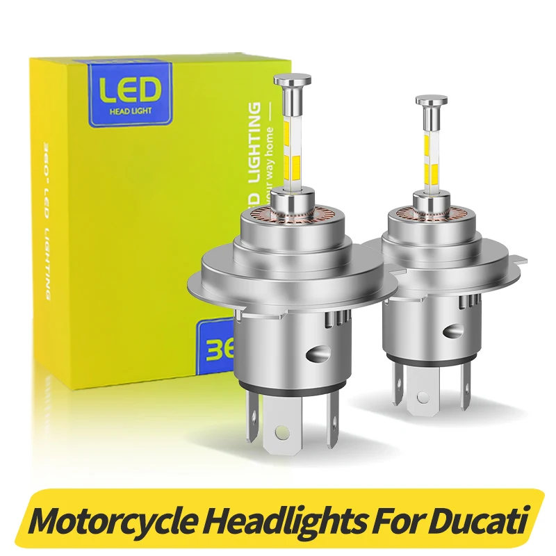 2Pcs Canbus H4 9003 50W LED Headlight 1:1 Mini Size 360 CSP For Ducati Monster 1000 2003-2005 Motorcycle Headlights Accessories