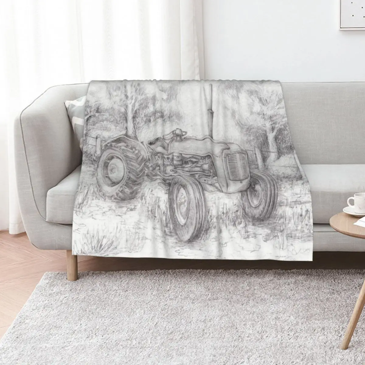 Massey Ferguson 35 tractor drawing Throw Blanket Thin Soft Blanket for Summer Night Sleeping