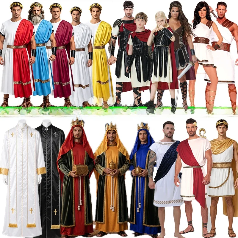 Disfraz de Soldado Romano para Halloween, para Adultos y Niños, Actuación en Escenario, Juego de Roles, Traje Nacional, Ropa Étnica Tradicional
