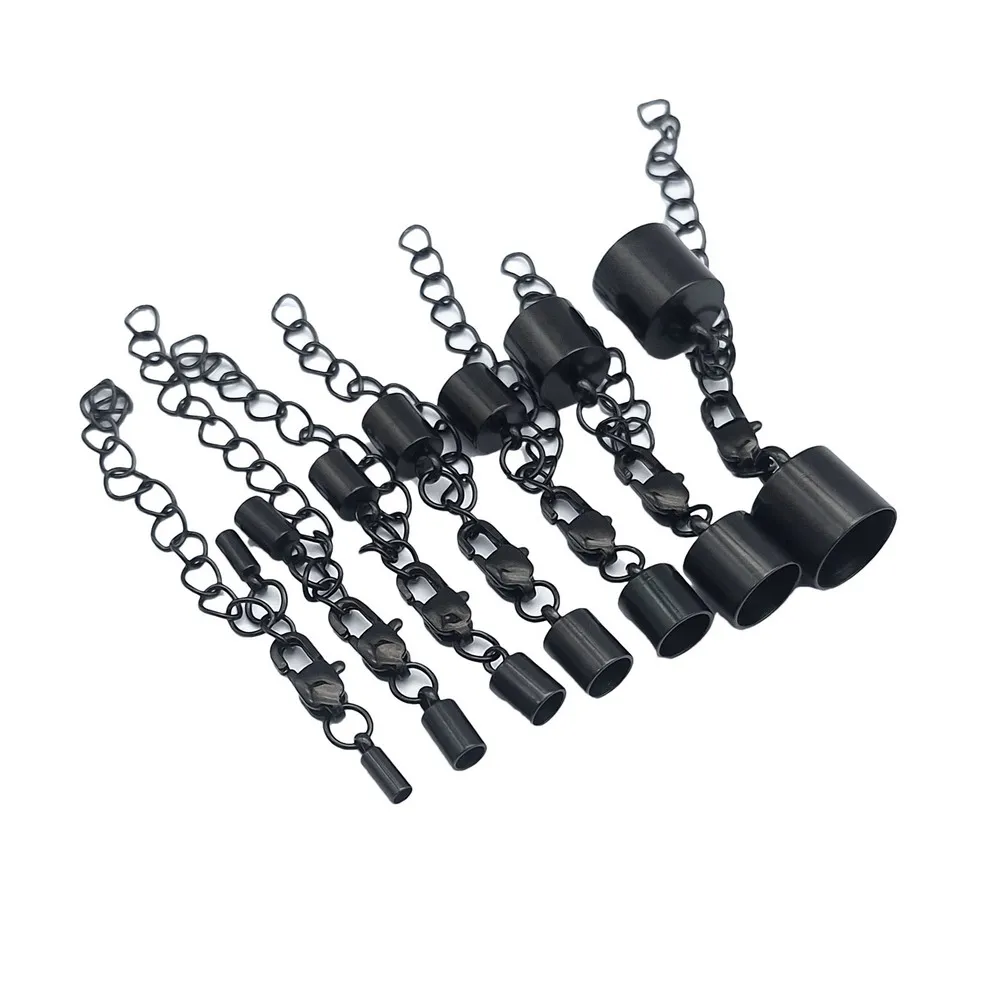 

5 Pieces Black Stainless Steel Cord End Cap Clasps For Bracelet Necklace Making 4mm 5mm 7mm 8mm