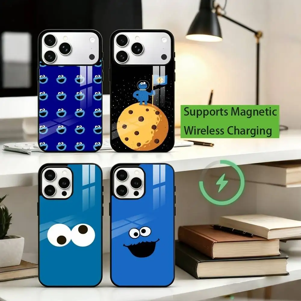 

C-Cute Cartoon C-Cookie Monster Phone Case For iPhone17,16,15,14,13,12,11 Plus,Pro Supports Magnetic Wireless Charging