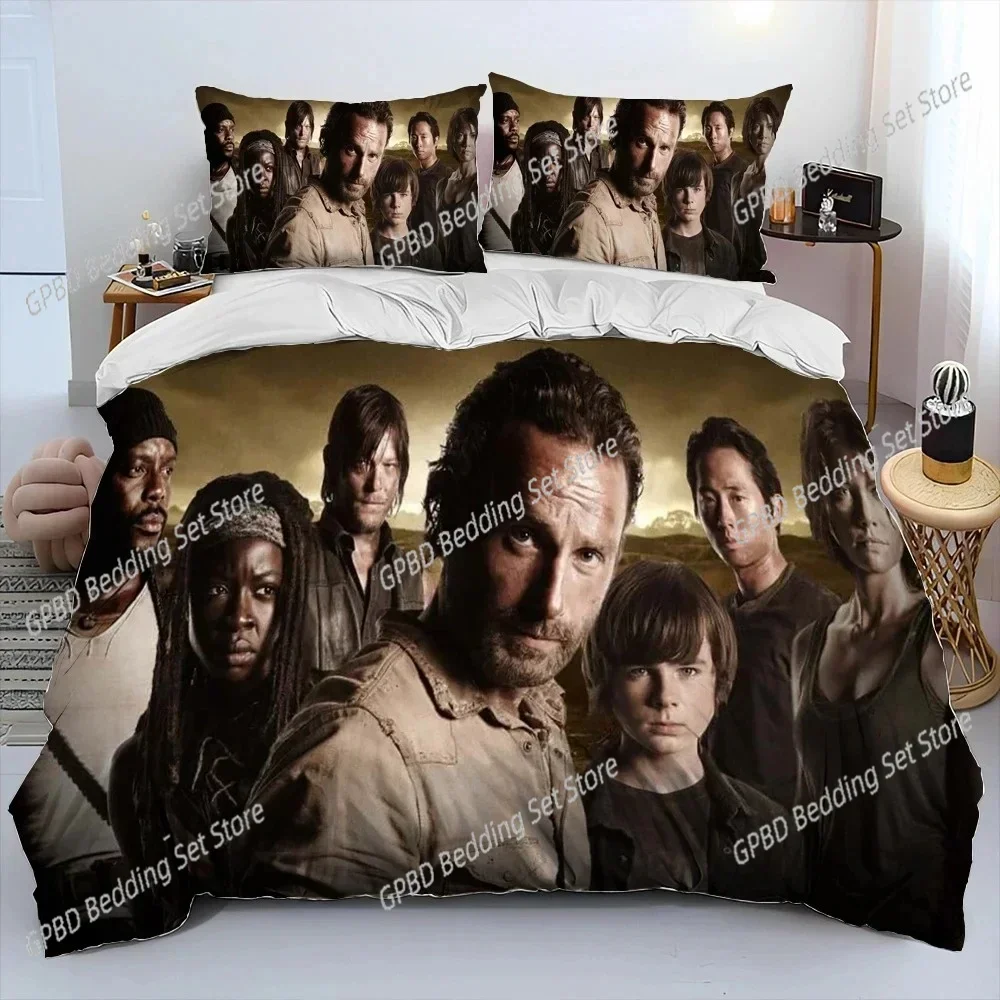 Horror TV The Walking Dead Lincoln Bedding Set Boys Girls Twin Queen Size Duvet Cover Pillowcase Bed Fashion Home Textileextile